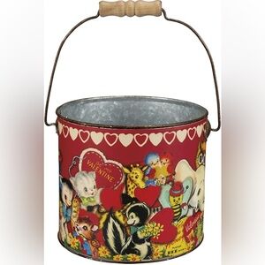 Primitives By Kathy Vintage Style Valentine's Tin Bucket
